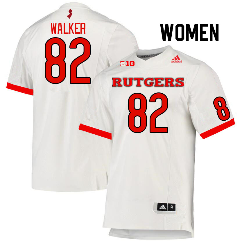Women #82 Jordan Walker Rutgers Scarlet Knights College Football Jerseys Stitched Sale-White - Click Image to Close